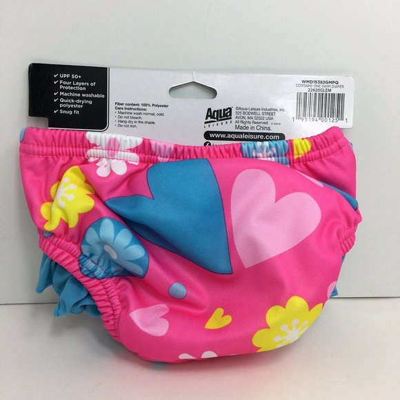 Swimschool Reusable Swim Diaper UPF 50 Level 1 18-22 lbs 12 Months Swim Pink New - Picture 2 of 12